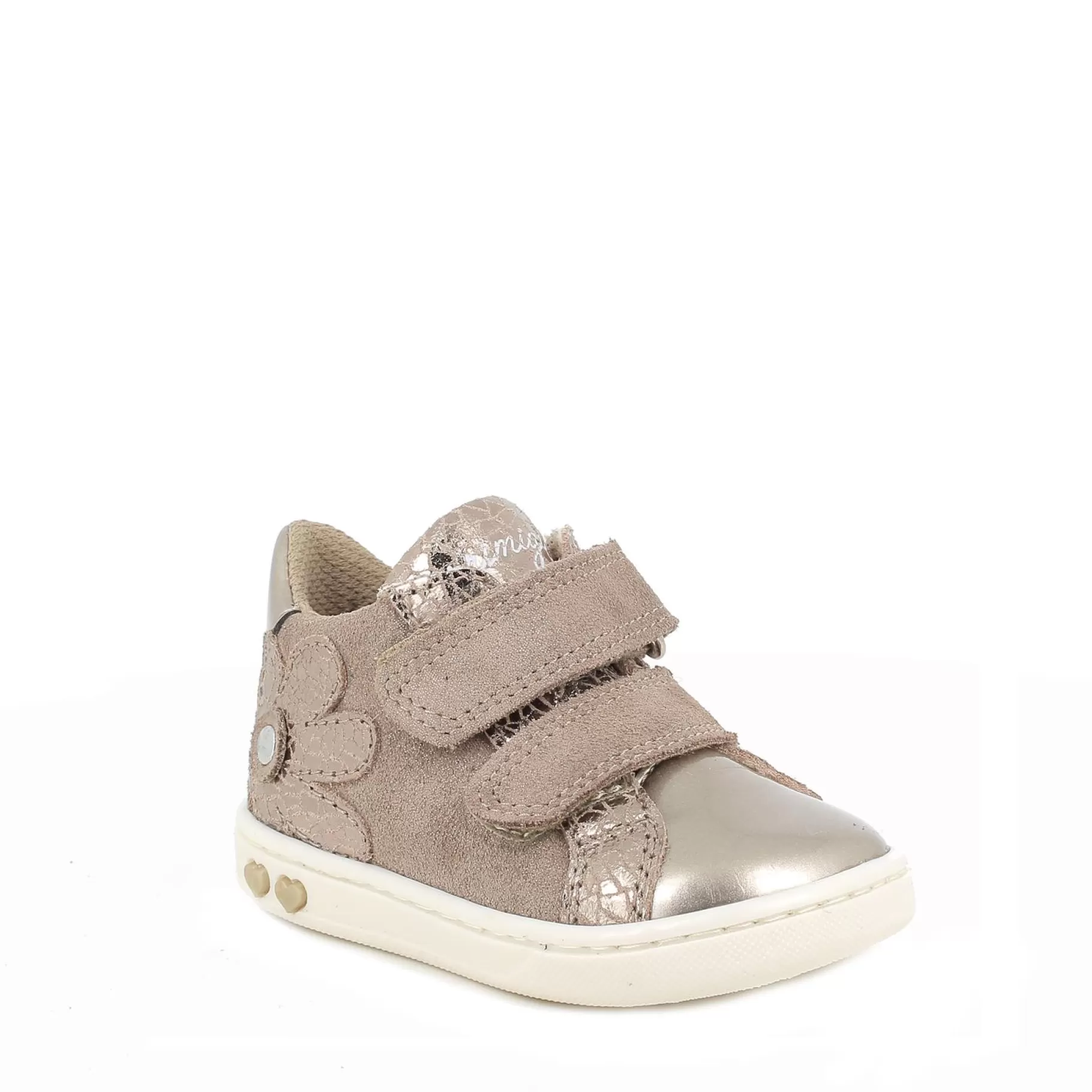 Primigi Scarpe in pelle da bambina visone glitter-taupe^ Scarpe Con Strappi | Scarpe Primi Passi