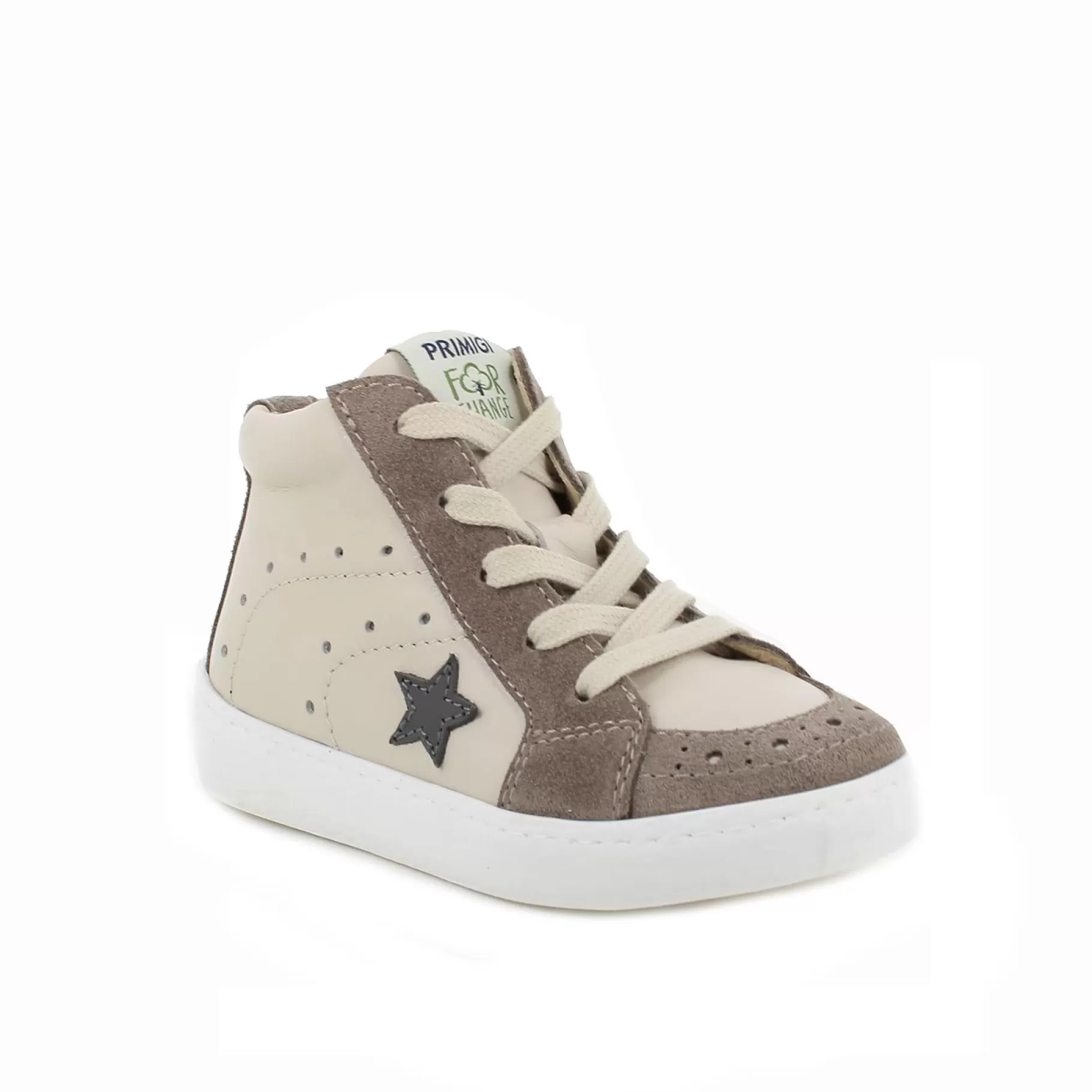 Primigi Sneakers eco-sostenibili in pelle da bambino off white- scuro^Bambino Sneakers